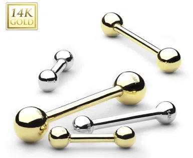 14 karaats gouden rechte barbell