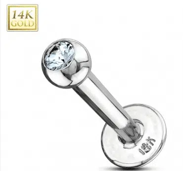 14 karaats gouden jewelled labret witgoud