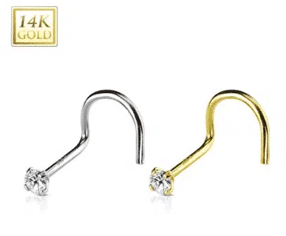 gebogen neuspiercing met echt Diamant