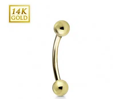 14 Karaats Gouden push-in gebogen barbell