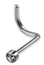 Gebogen Titanium neuspiercing met vast steentje