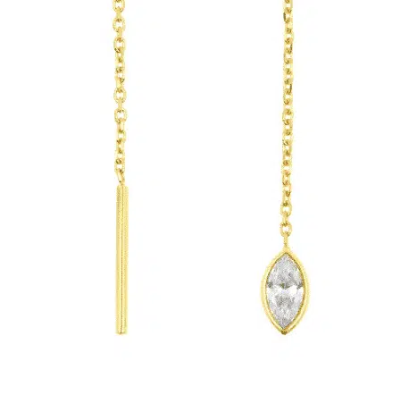 18 Karaats Gouden ketting oorbellen - Zirkonia Marquise