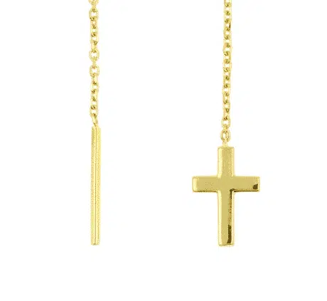 18 Karaats Gouden ketting oorbellen - Kruis