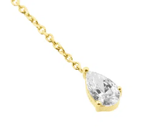 18 Karaats Gouden ketting oorbellen - Zirkonia teardrop