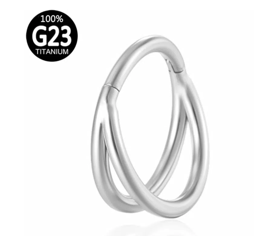 Titanium dubbele segmentring zilver