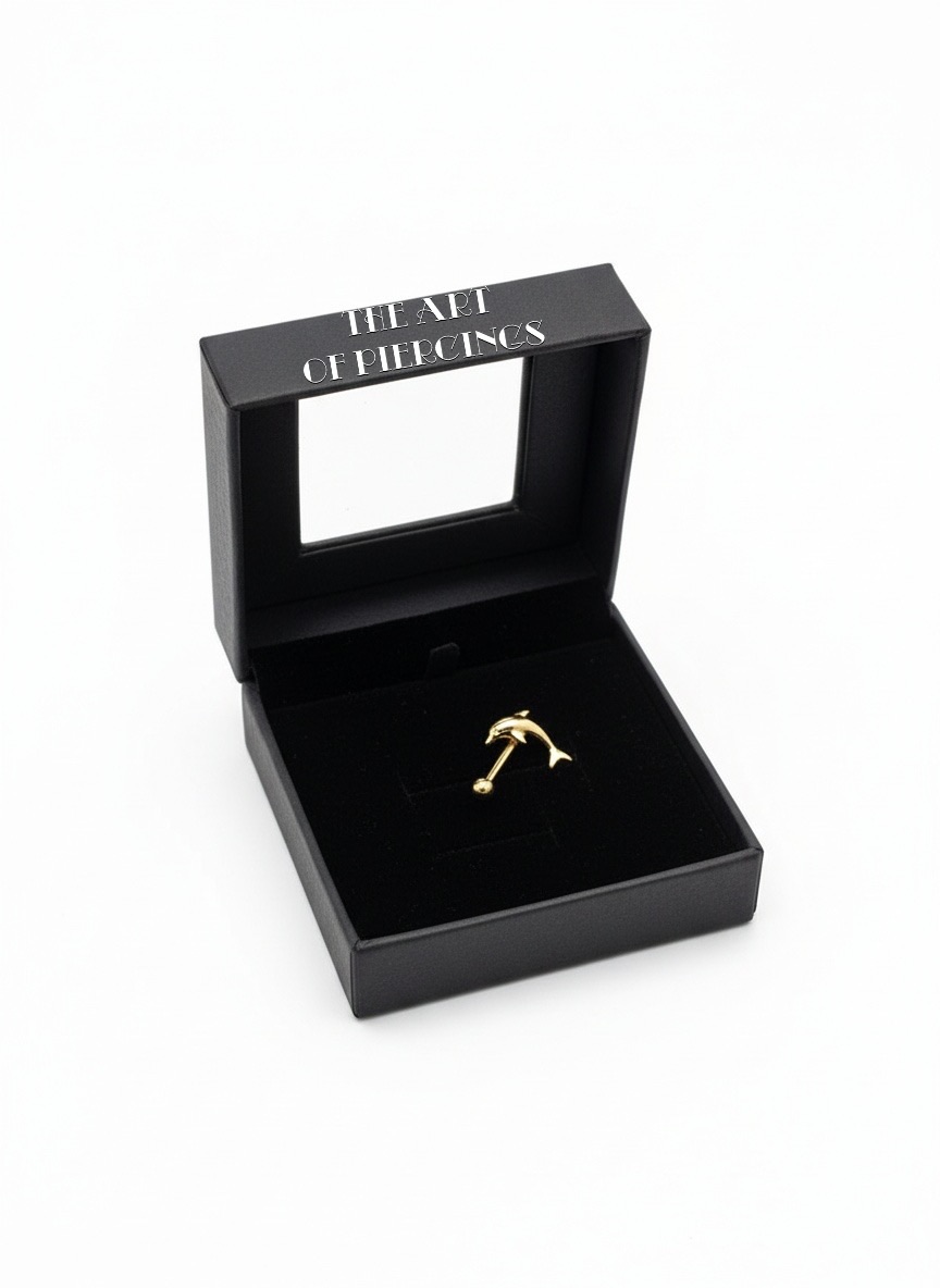 14 Karaats Gouden Rookpiercing met dolfijn