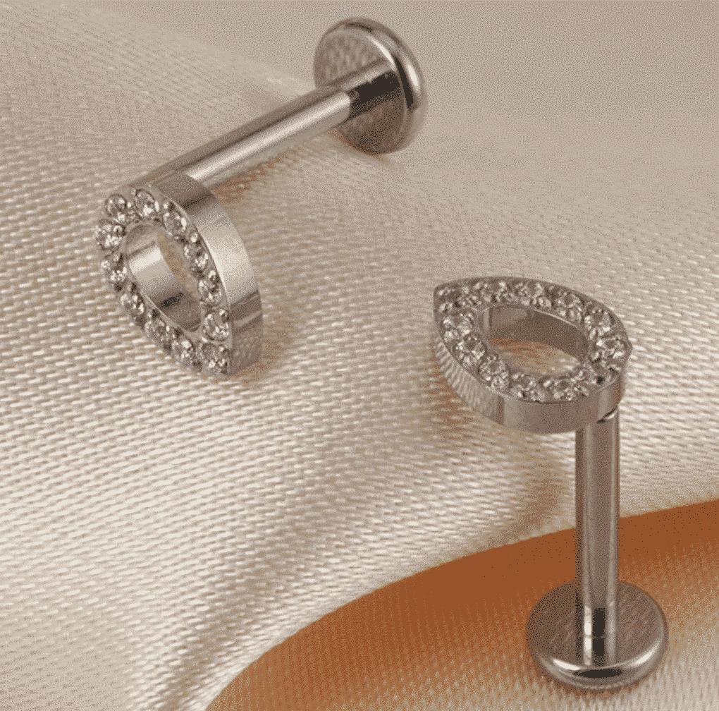 Intern geschroefd jewelled Titanium Labret