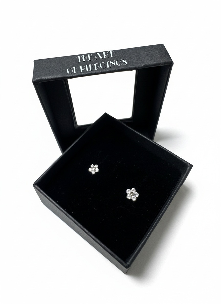 Premium Neometal Titanium Bloem van Zirkonia - Threadless