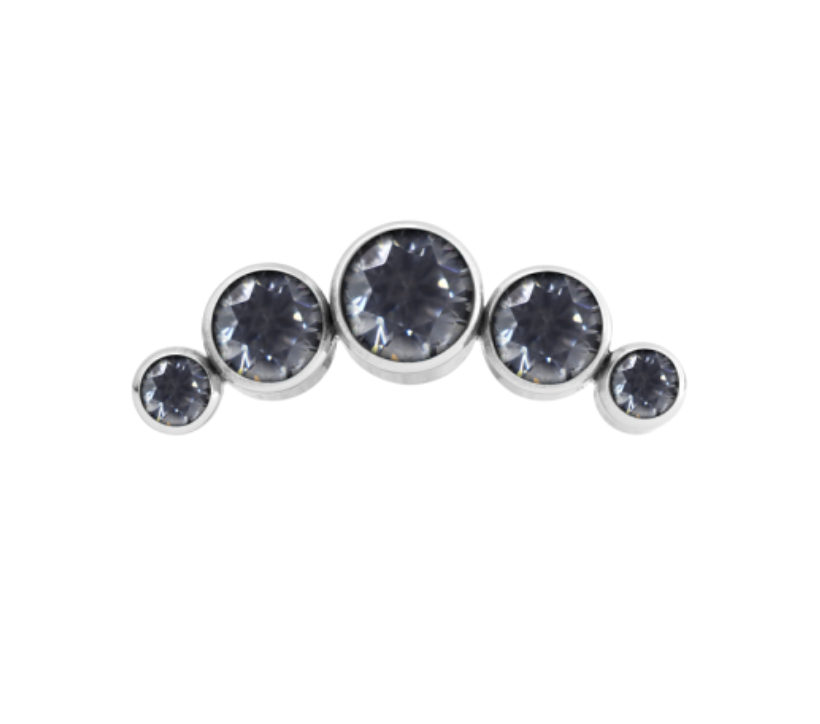 Premium Inari Organics Titanium cluster met Swarovski en Opaal - Threadless