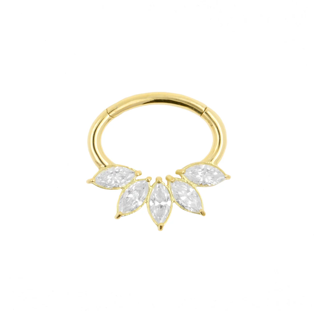 18 Karaats Gouden segmentring met marquise bloem