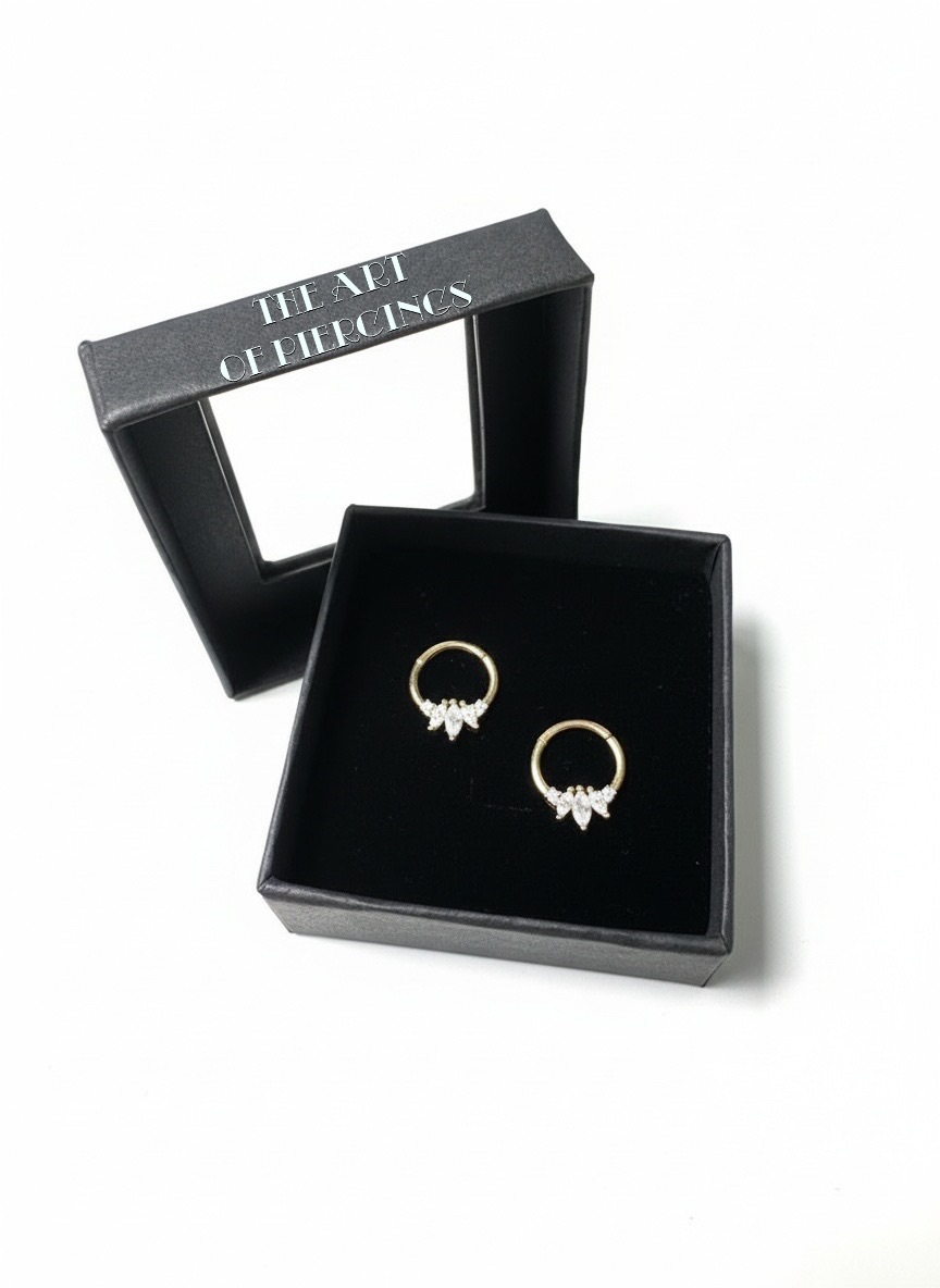 14 Karaats Gouden segmentring met marquise juweeltjes