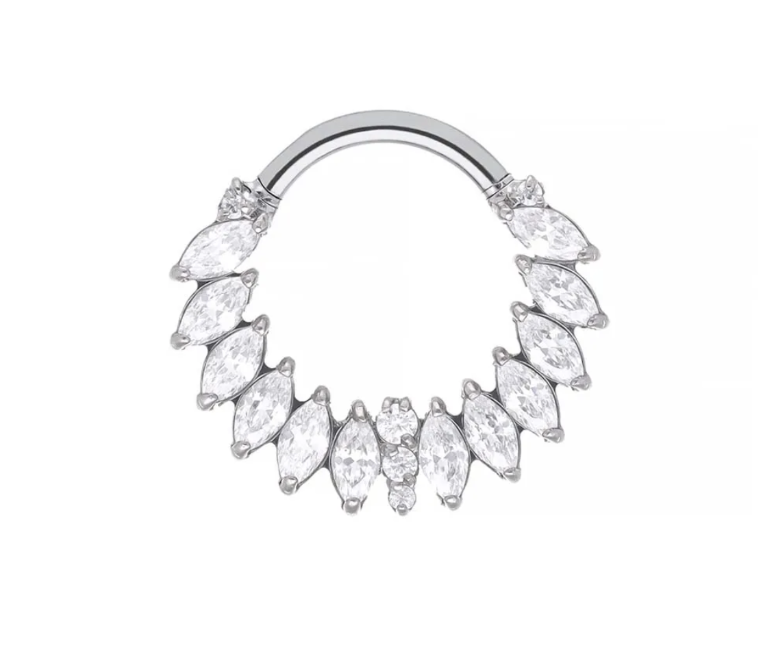 Titanium Valerie clicker ring Mossanite