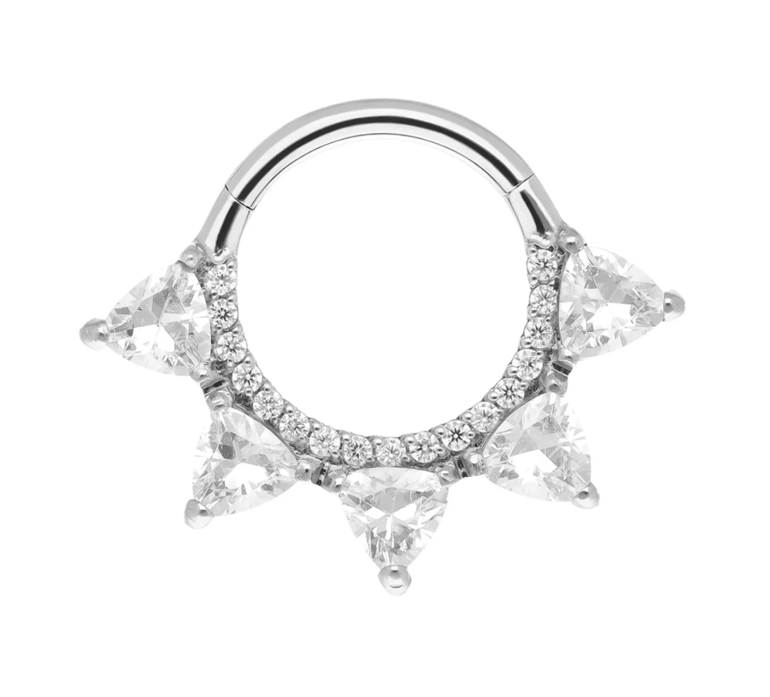 Titanium Lucy clicker ring crystal