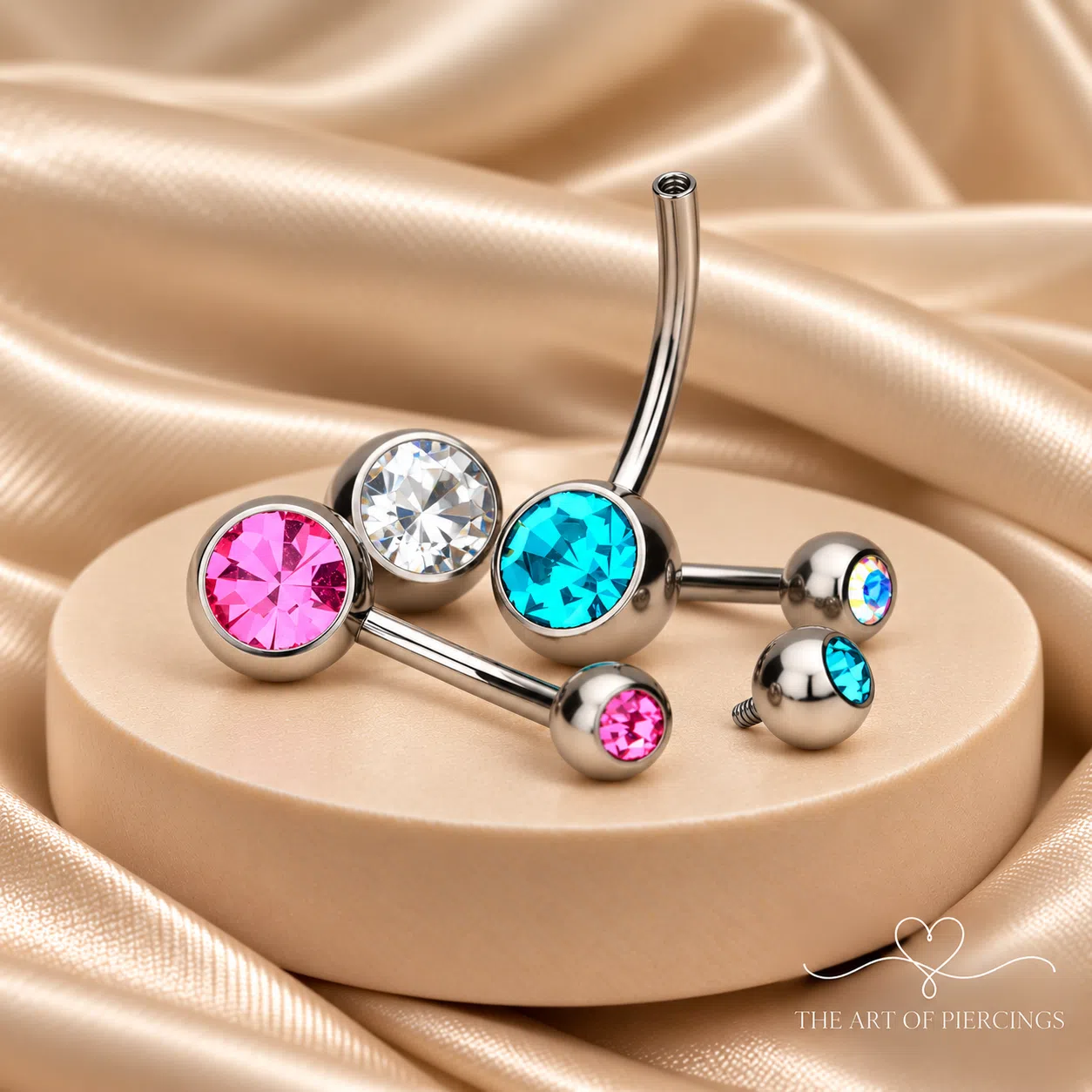 Navelpiercing met dubbele Swarovski Kristallen