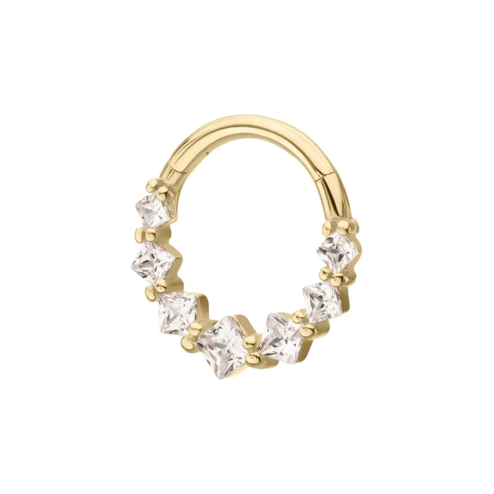 14 Karaats Gouden Daithring met Princess Cut kristallen