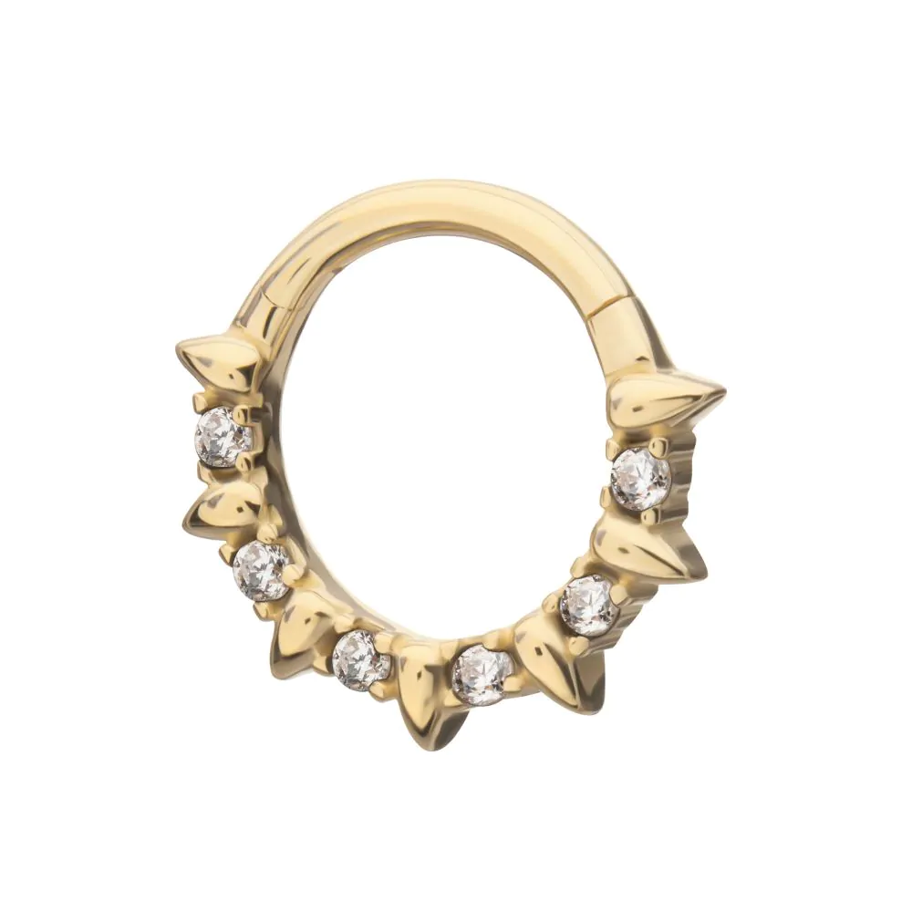 14 Karaats Gouden Daithring met spikes en kristallen
