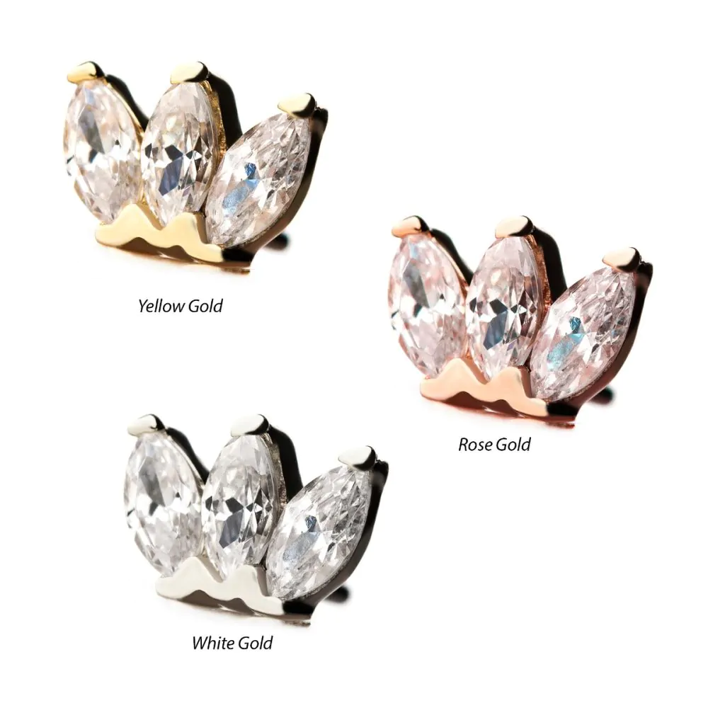 14 Karaats Gouden Marquise cluster met kristal en beads