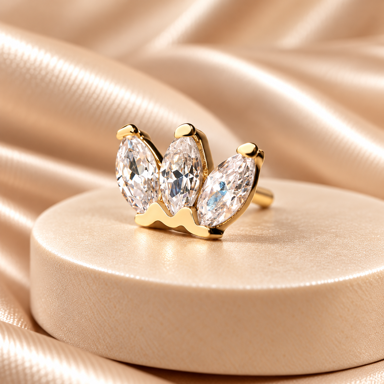 Marquise met kristal en beads goud