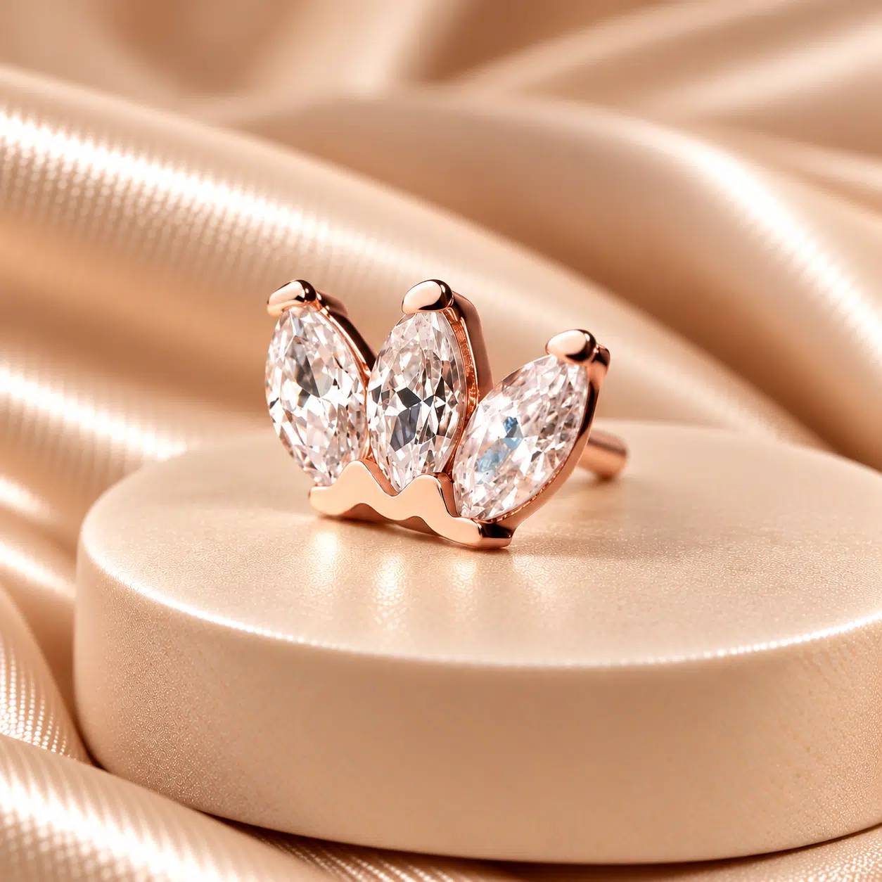Marquise met kristal en beads rosegoud