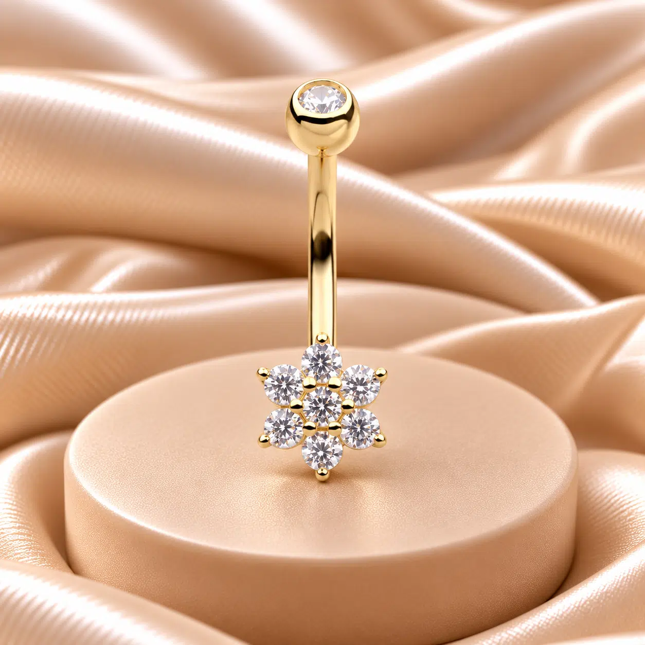 Piercing met bloem van kristal